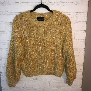 90’s Y2K Sparkle Ribbon Knit Ballon Sleeve Sweater